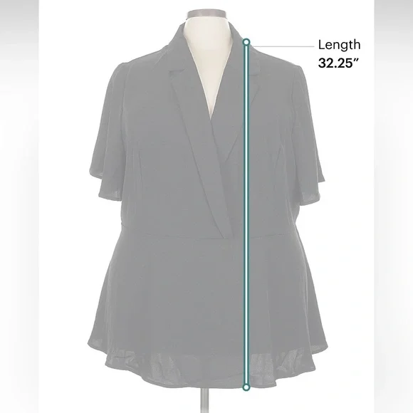 Bloomchic Women's Black Size 26 Blouse Short Sleeve Collar V Neck NWT Plus Size - Picture 6 of 6